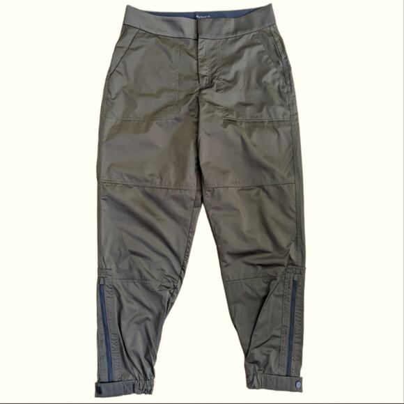 Athleta Olive Radiant Jogger Lightweight Metallic Trendy Side Zip Jogger Pants - Picture 1 of 4